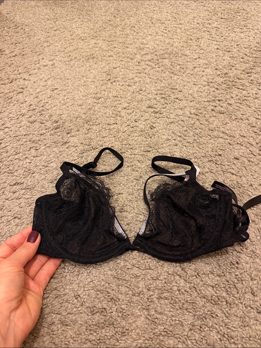 Victoria's Secret Black Lace Sheer Underwire Bra